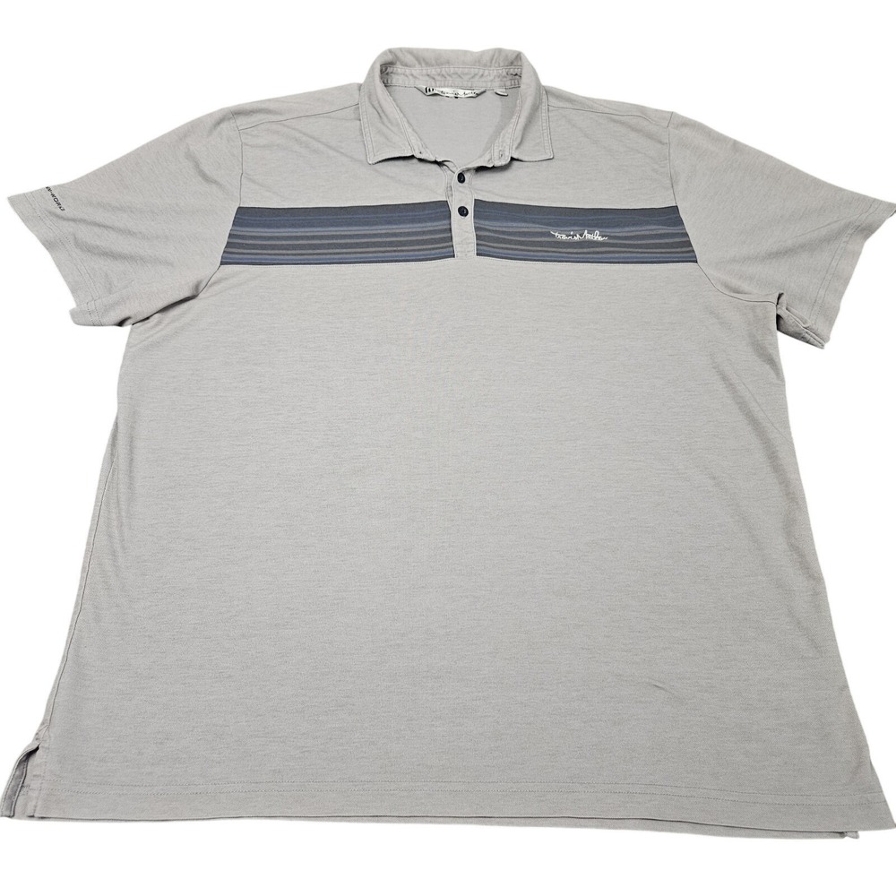 TravisMathew Polo Shirt XXL Gray Pima Cotton Blend Golf Preppy Resort Coastal